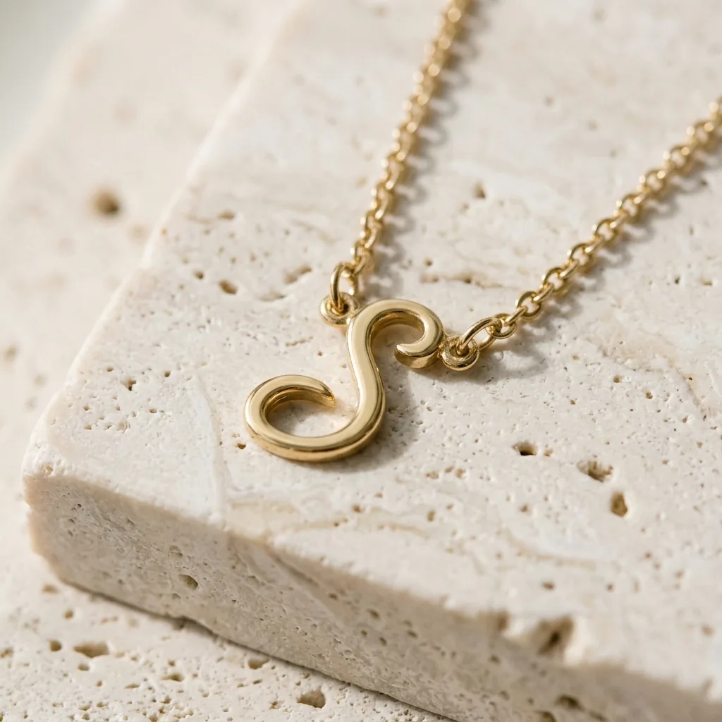 Figure 2: 100mm macro craftsmanship: precision laser-cut initial contours on chiseled cream travertine.