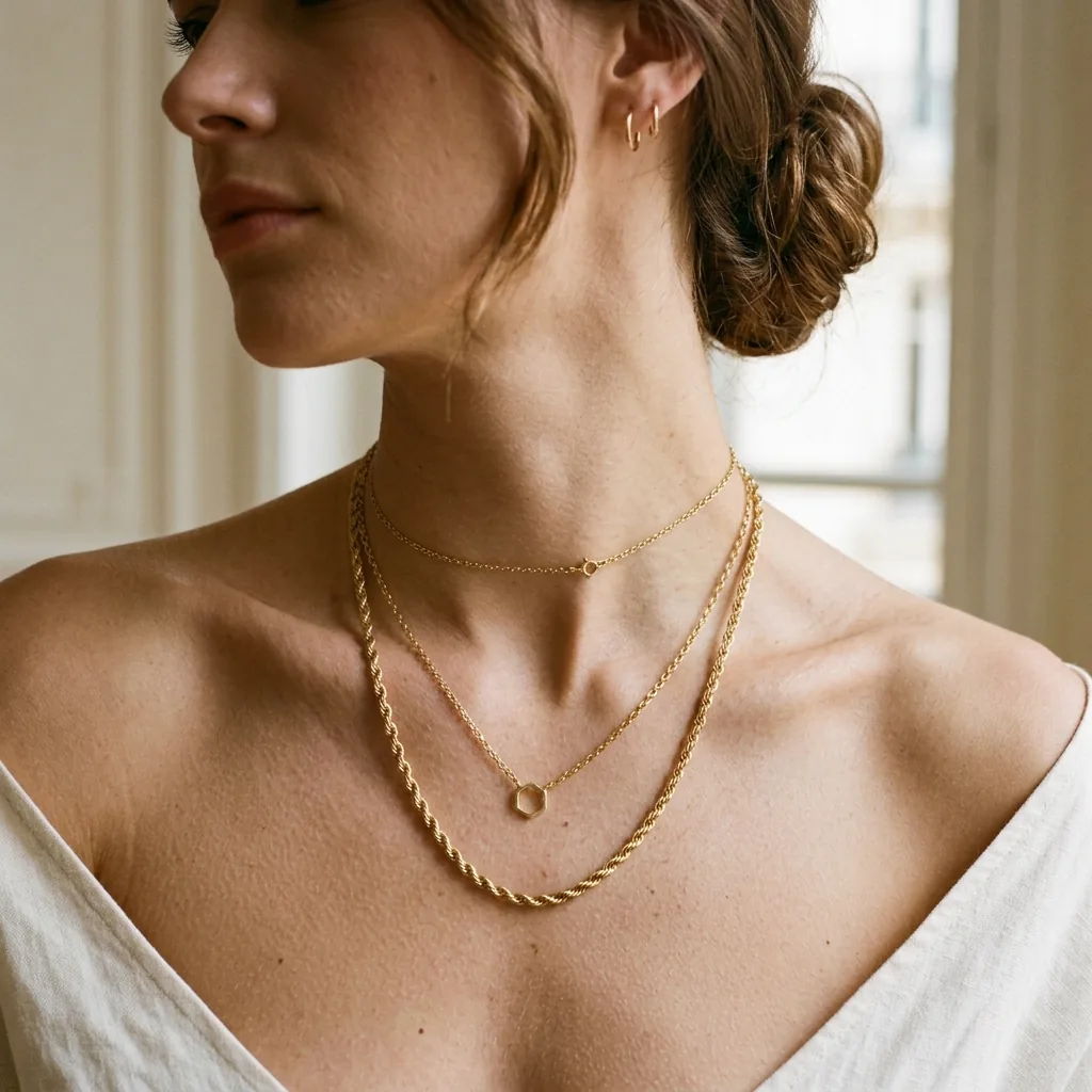 How to Layer Gold Necklaces Without Tangling: The Exact 2-Inch Spacing & Weight Formula