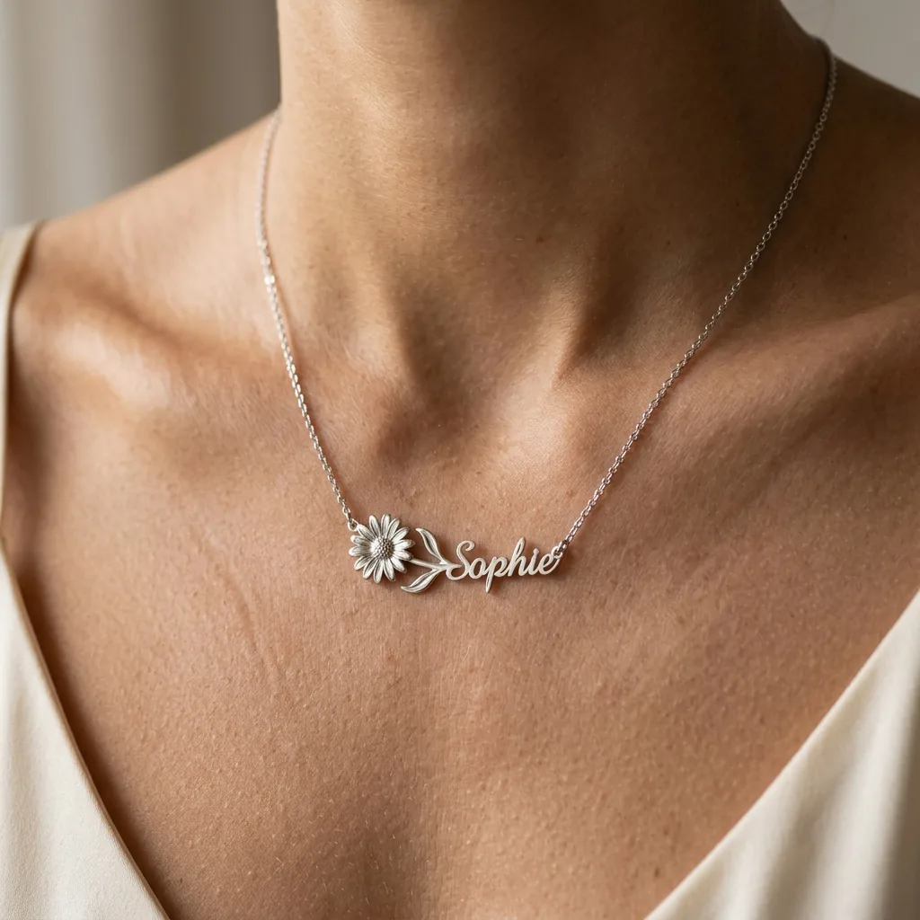 The Botanical Birth Flower Stem Name Necklace