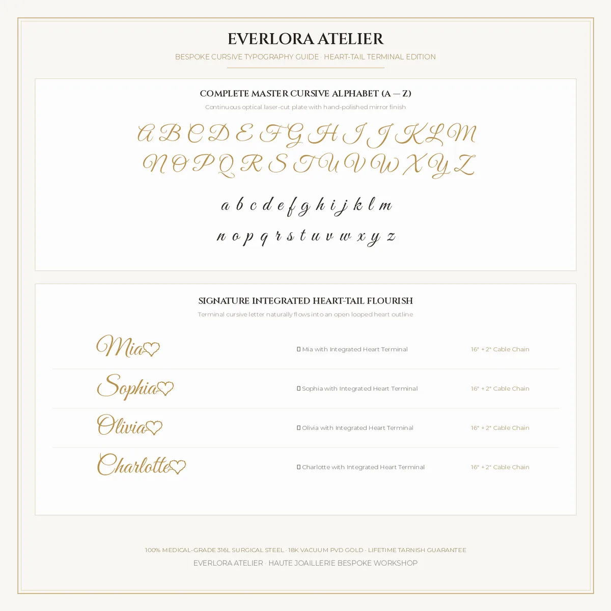 The Signature Cursive Nameplate Necklace • Heart-Tail Edition