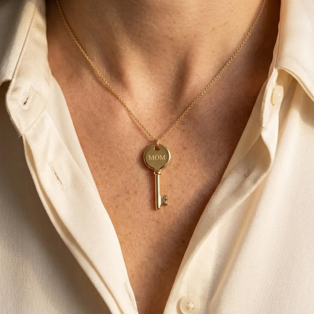 The Archival Bespoke Engraved Key Pendant Necklace