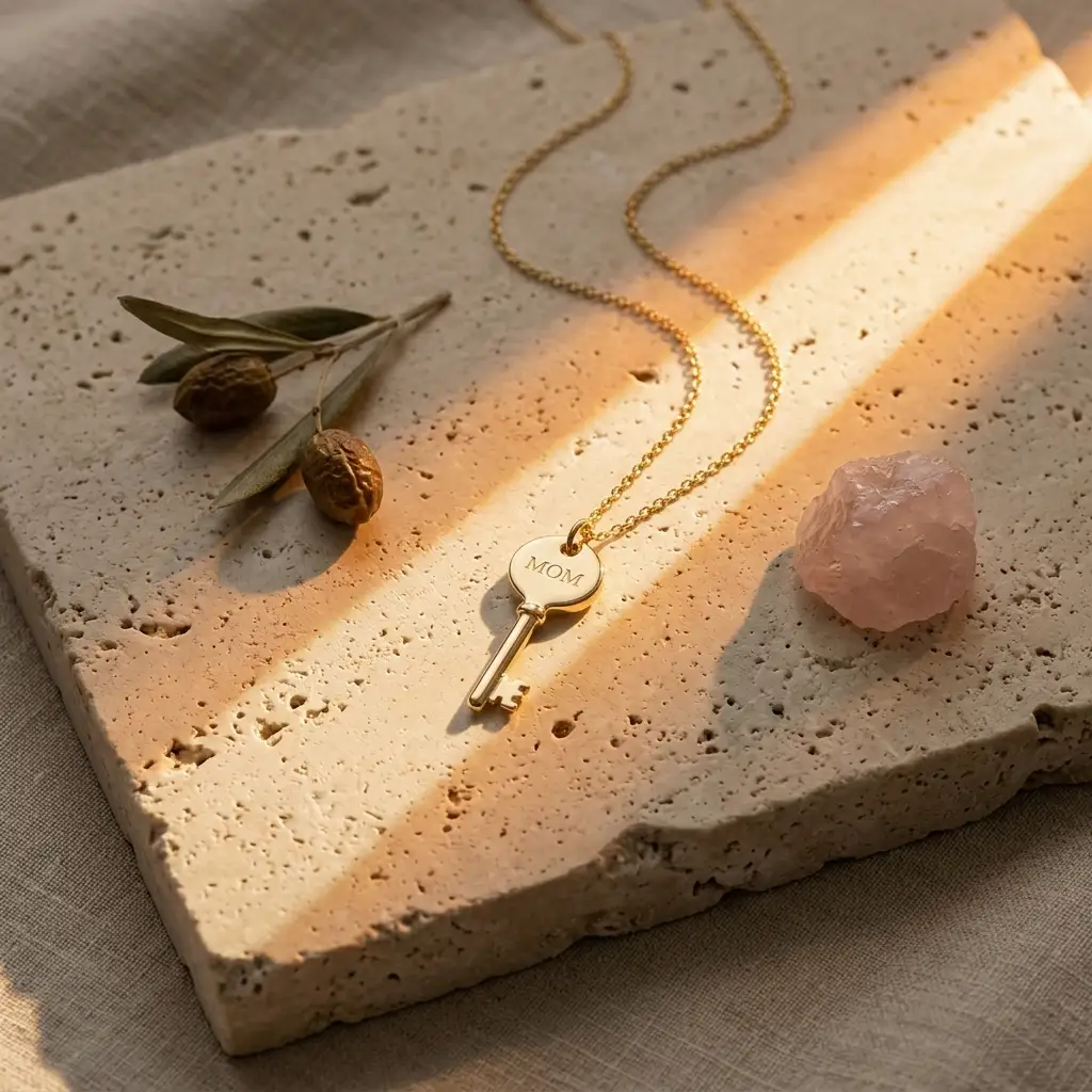 The Archival Bespoke Engraved Key Pendant Necklace