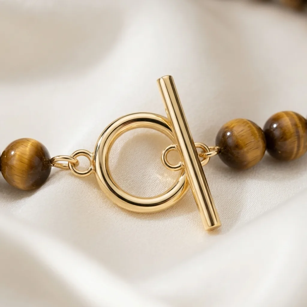 The Archival Boho Tiger Eye Beaded OT Toggle Necklace