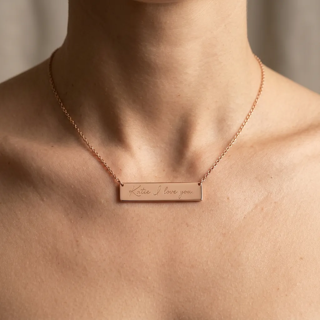The Archival Signature Engraved Bar Necklace (10*40mm)