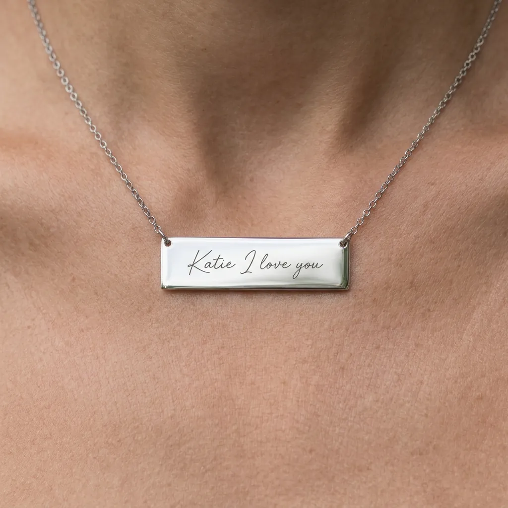 The Archival Signature Engraved Bar Necklace (10*40mm)