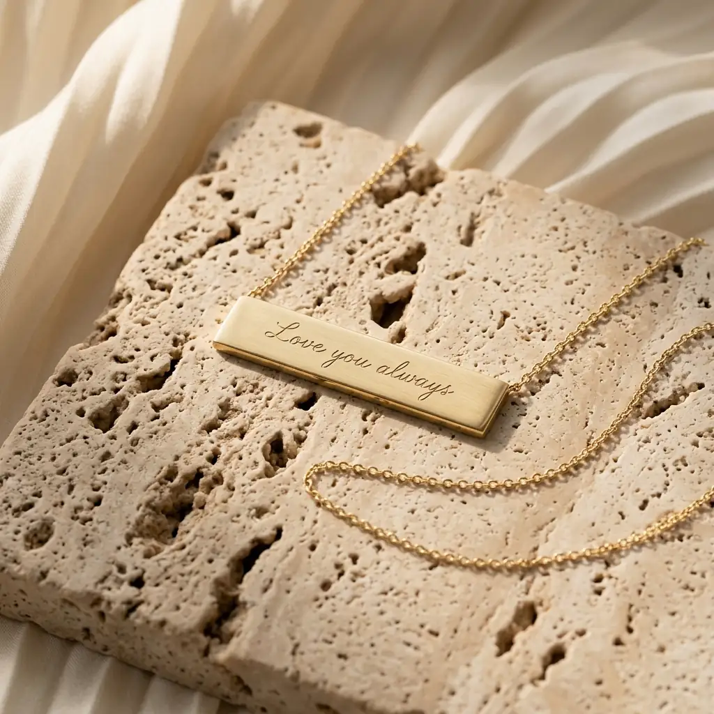 The Archival Signature Engraved Bar Necklace (10*40mm)