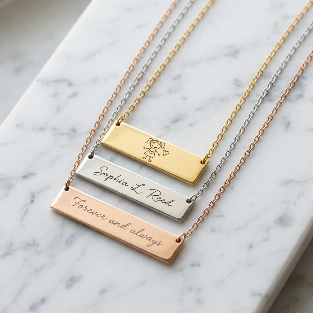 The Archival Signature Engraved Bar Necklace (10*40mm)