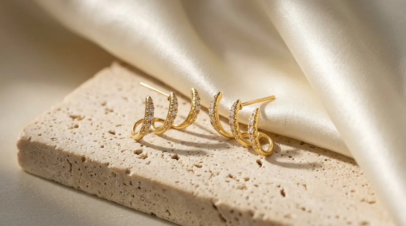 18K Gold Plated Triple Hoop Ear Climber