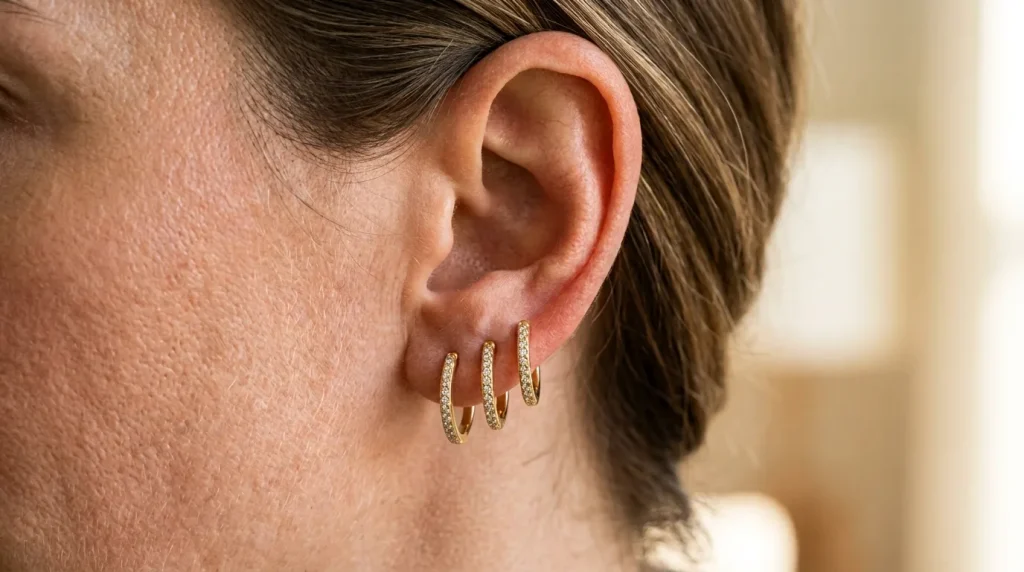 18K Gold Plated Triple Hoop Ear Climber